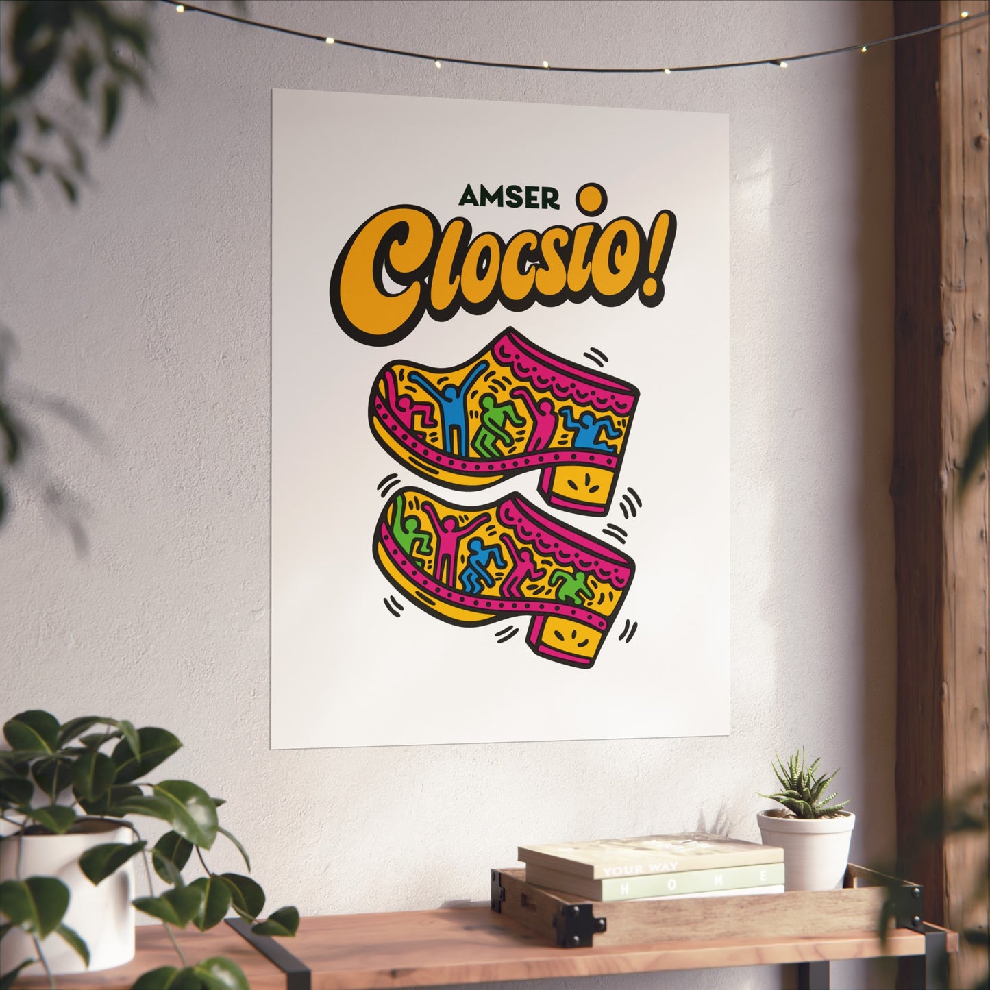 'Amser Clocsio' - Colourful Pop Art Clog Print