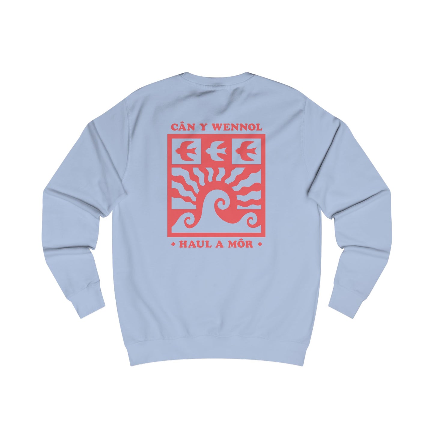 Welsh Surf Unisex Sweatshirt - 'Cân y Wennol / Haul a Môr' (Double Sided)