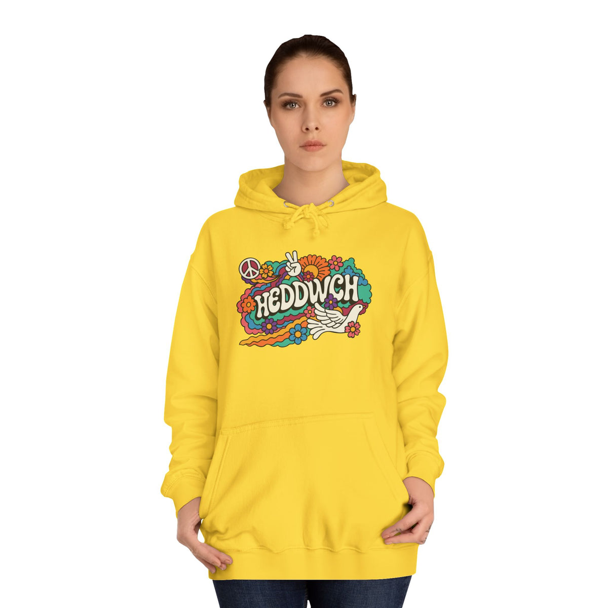 Heddwch' Retro Unisex Hoodie - Peace Hooded Top