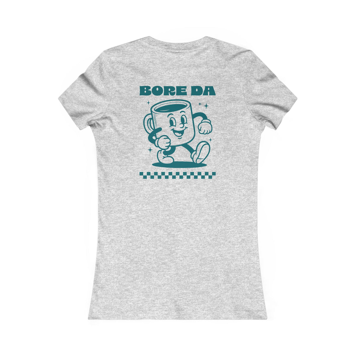Women's 'Bore Da' Tee (Slim Fit) - Retro Coffee Cup Graphic (Double Sided)