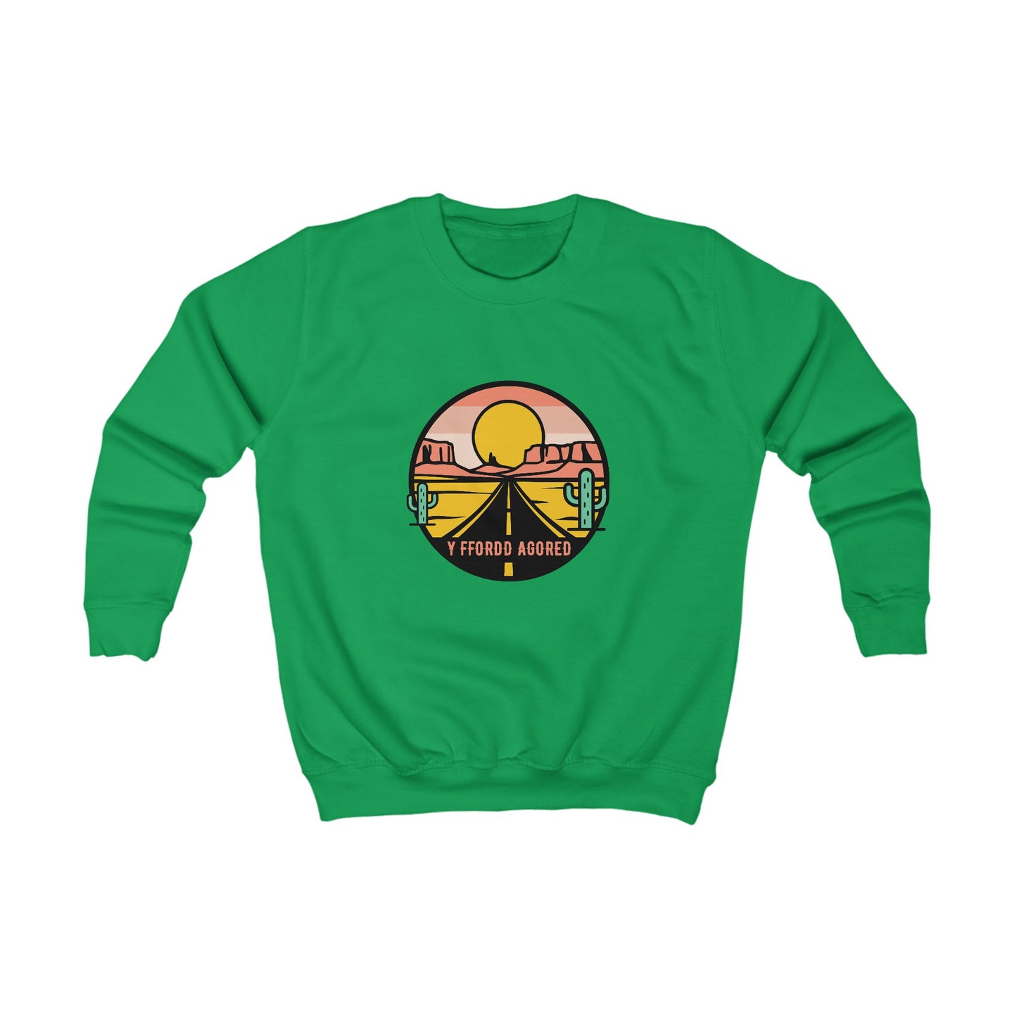 Kids Road Trip Sweatshirt - 'Y Ffordd Agored'