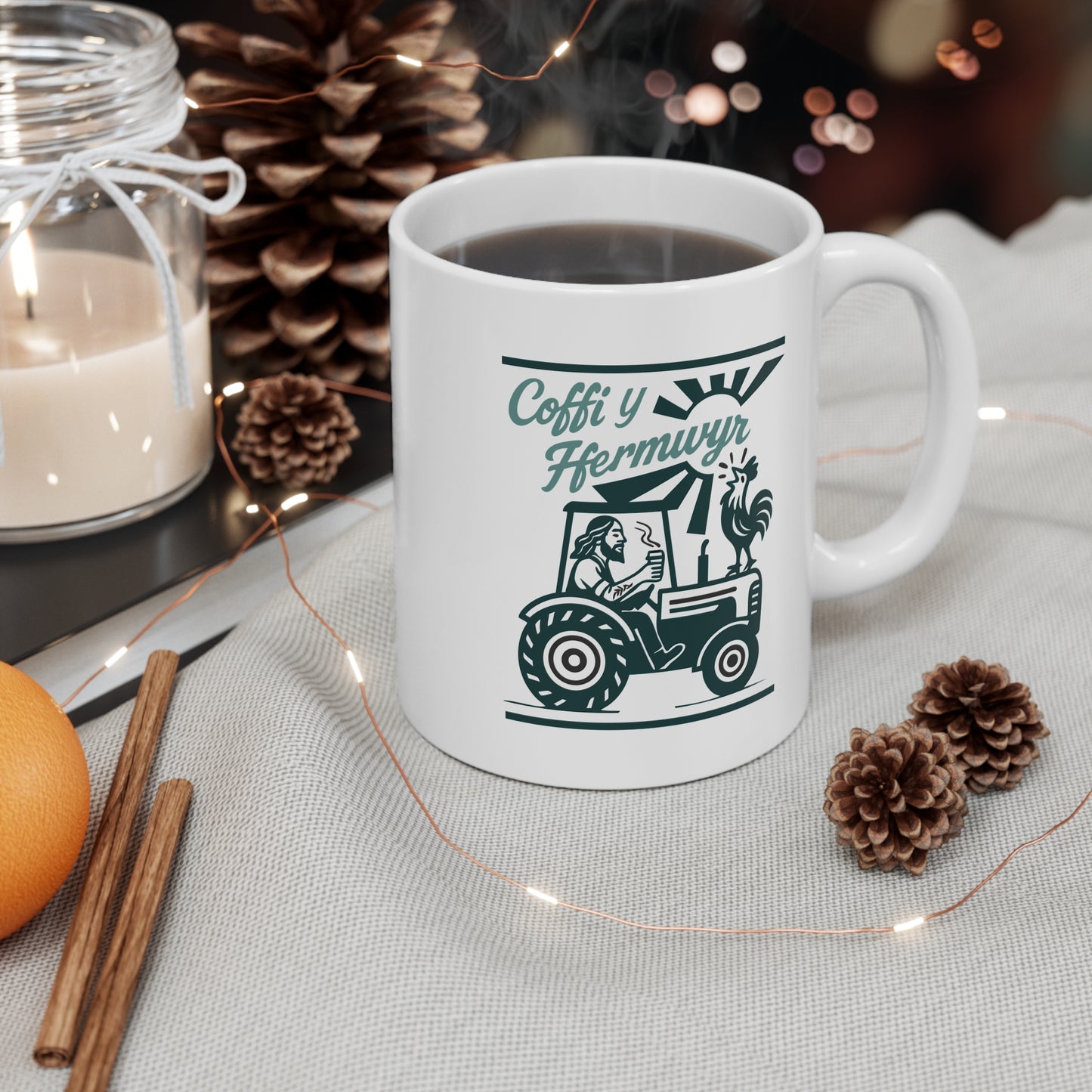 Coffi Y Ffermwyr Mug - Retro Welsh Coffee Cup