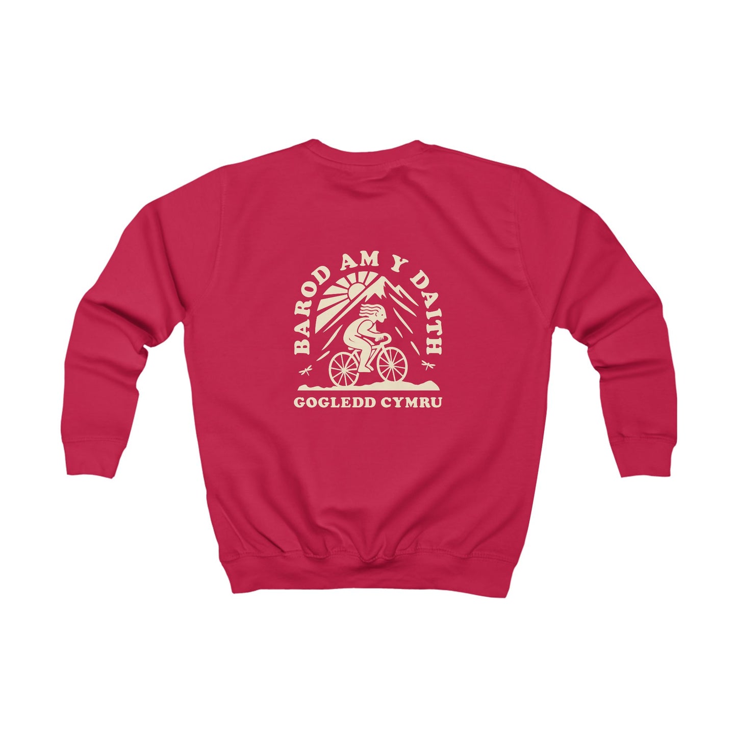Kids 'Gogledd Cymru' Cycling Sweatshirt - 'Barod Am Y Daith' (Double Sided)