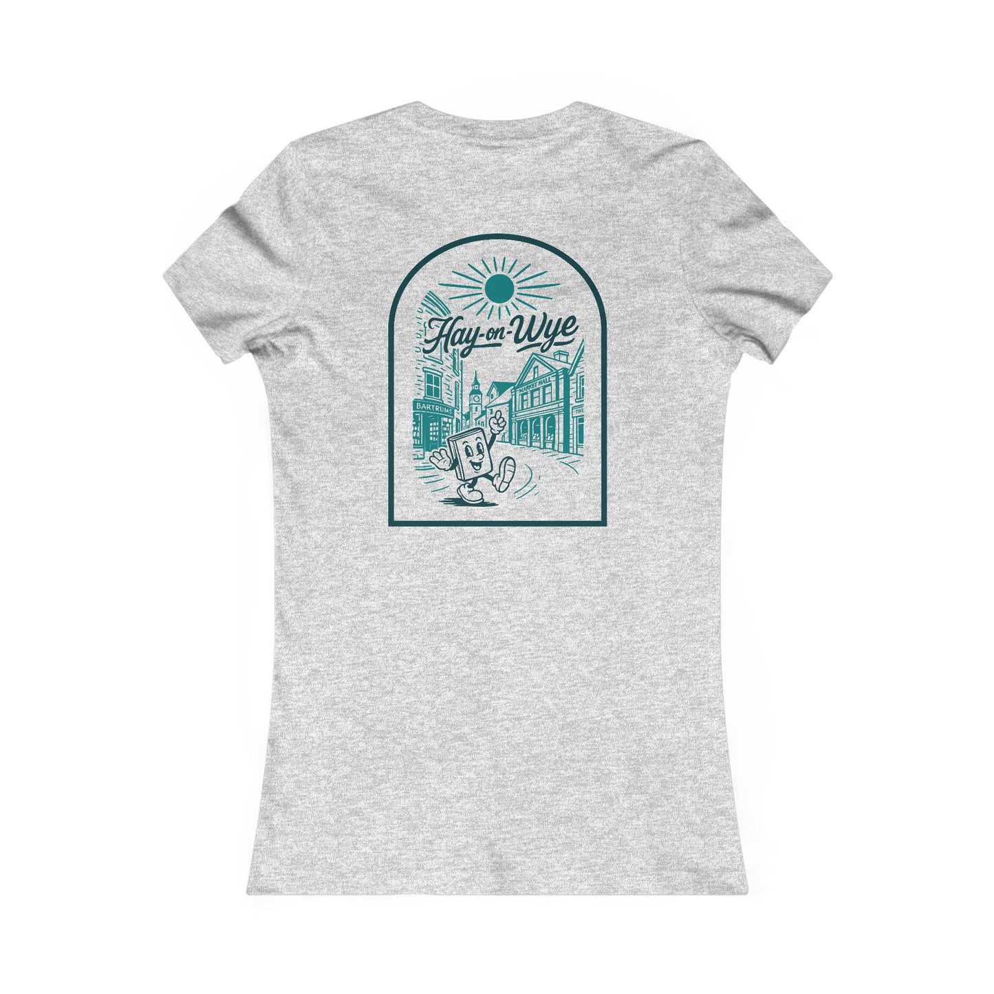 Women's Hay-on-Wye Retro Book Tee - Vintage Town Illustration (Double Sided)