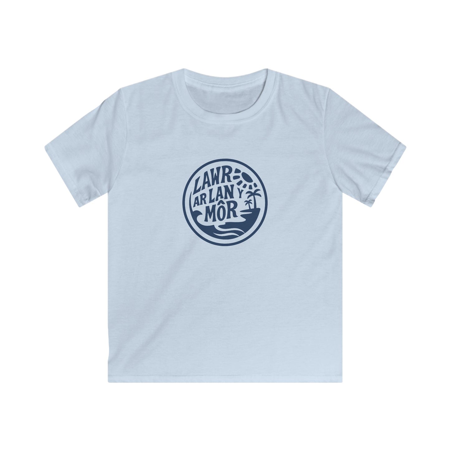 'Lawr Ar Lan y Môr' Kids T-Shirt - Coastal Palm Graphic Tee
