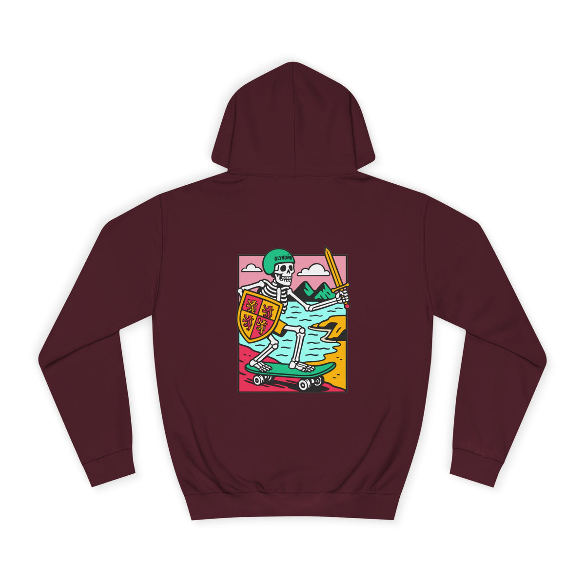 Skateboard Glyndŵr Unisex Hoodie (Double Sided)