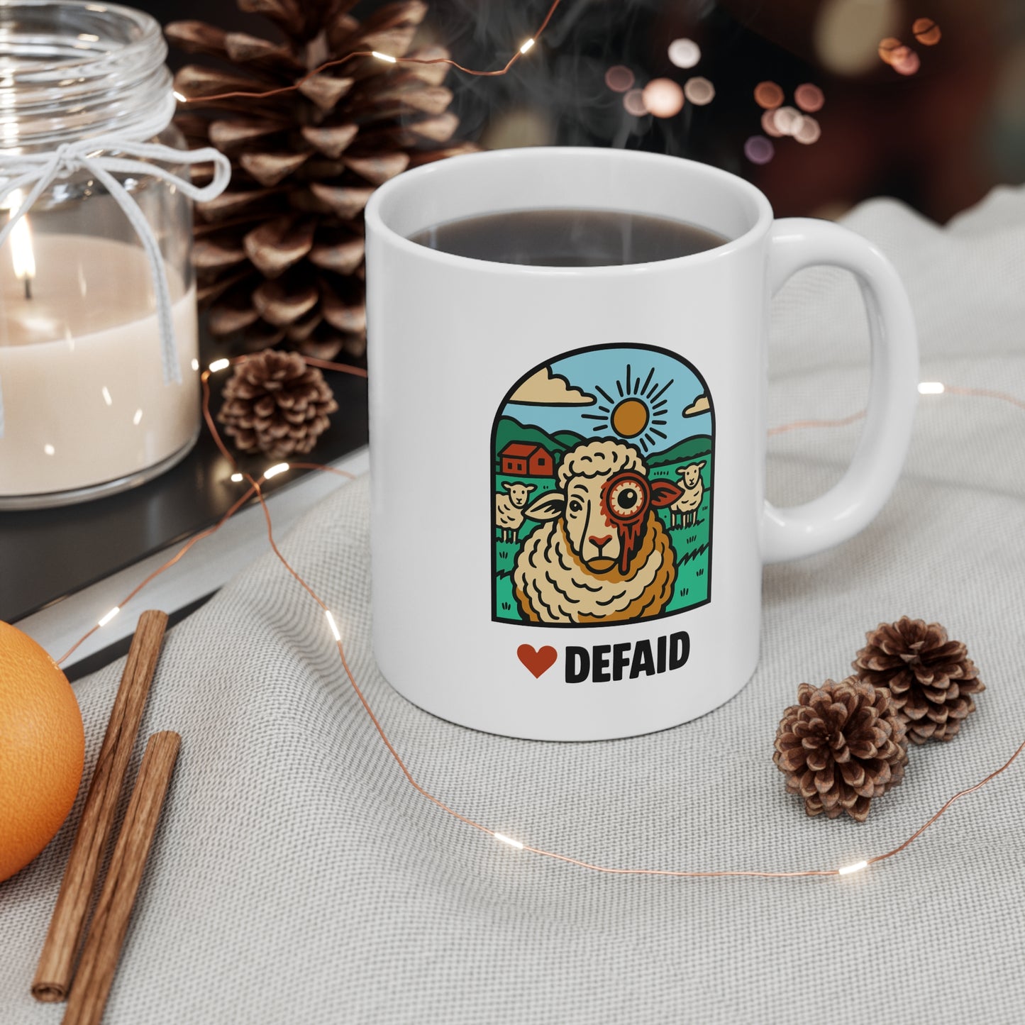 Alien Earth Inspired Sheep Mug - 'Defaid' - Welsh Language
