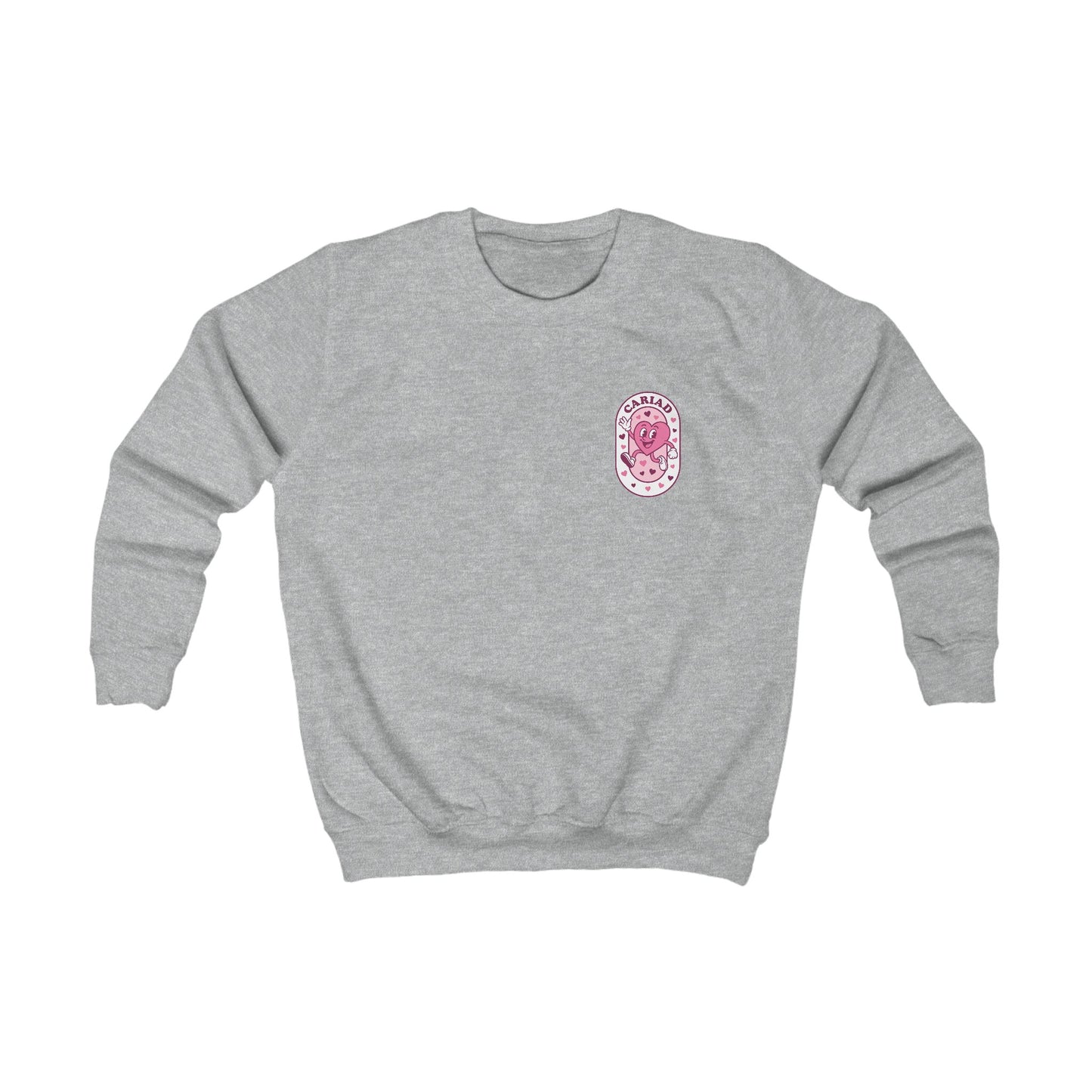 Kids Retro Heart "Cariad" Sweatshirt — Welsh Language Retro Jumper