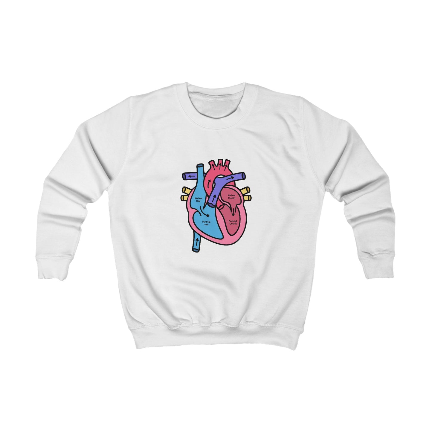Kids Labelled Heart Jumper - Welsh Text
