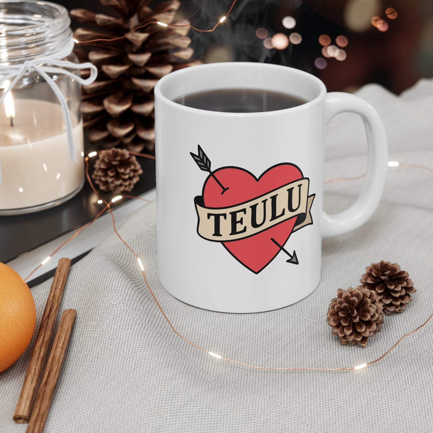 'Teulu' Heart Mug