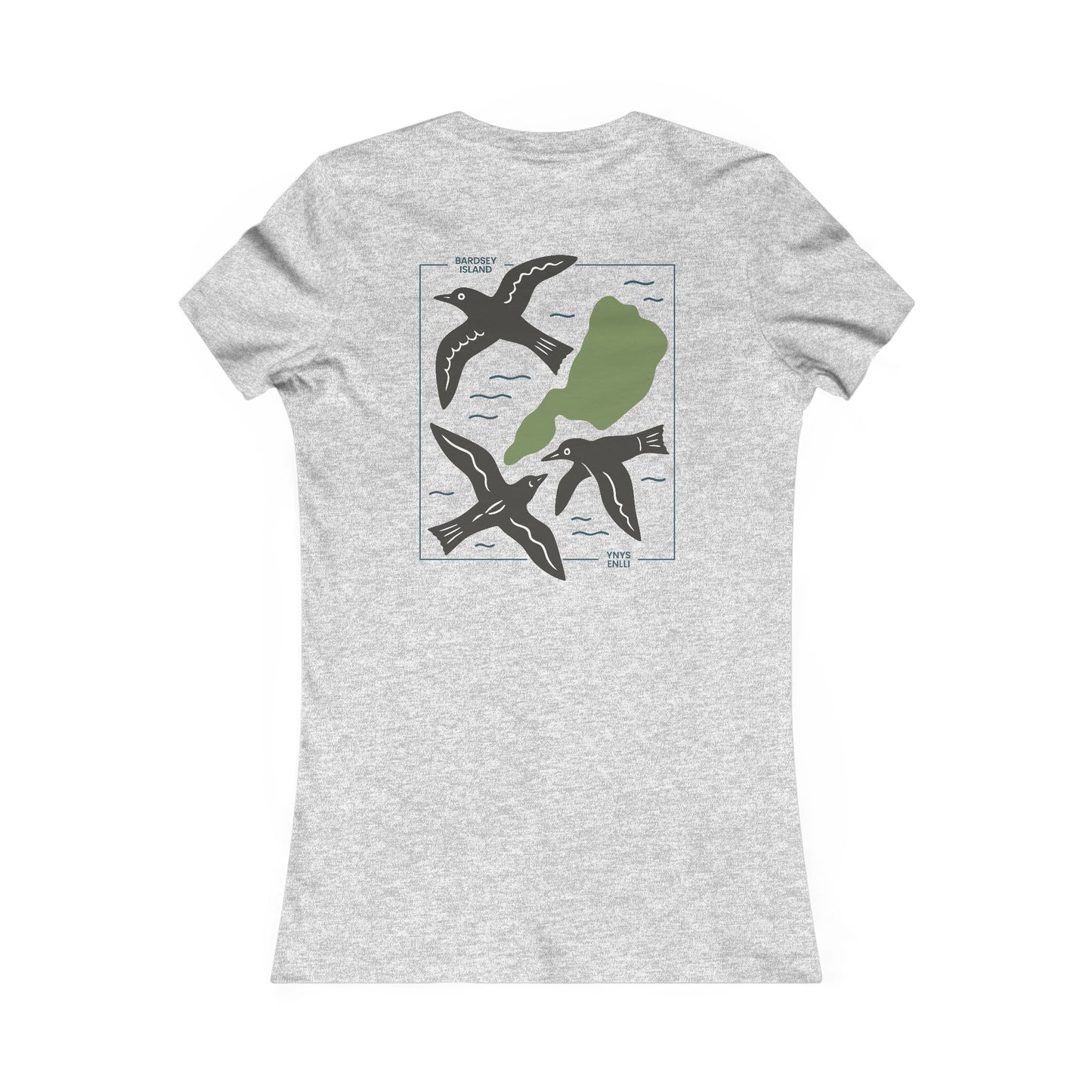 Women's Bardsey Island Tee - Minimalist Seabirds & Island Graphic (Double Sided)