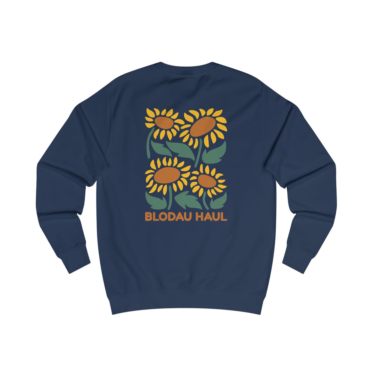 Sunflower Unisex Sweatshirt - 'Blodau Haul' Floral Crewneck (Double Sided)