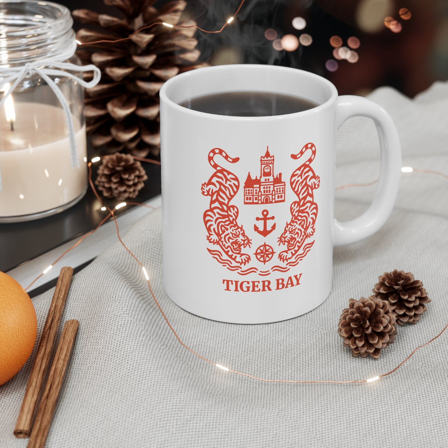 Vintage Tiger Bay Mug - Nautical Tiger Emblem