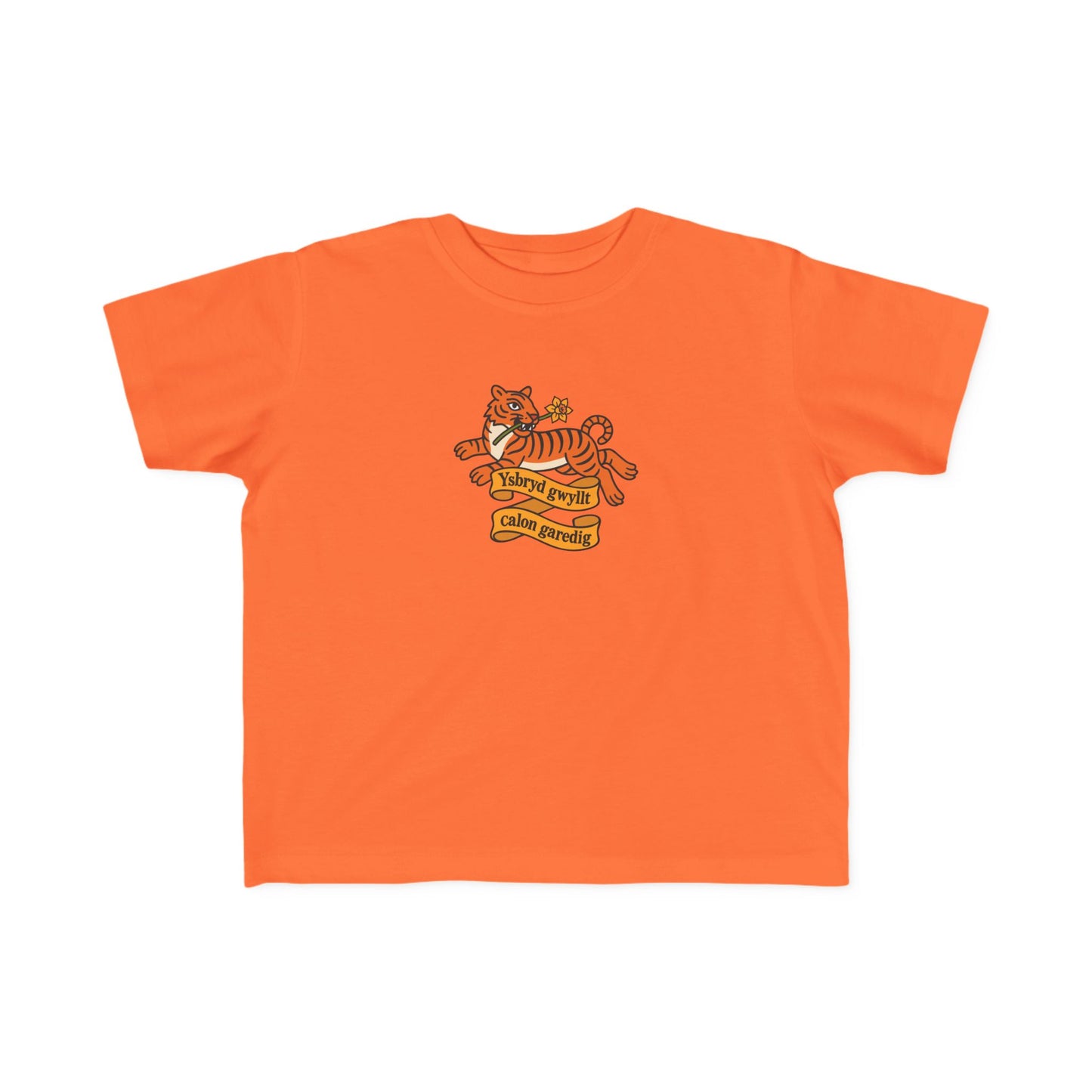 Toddler Vintage Tiger T-shirt - 'Ysbryd Gwyllt, Calon Garedig'
