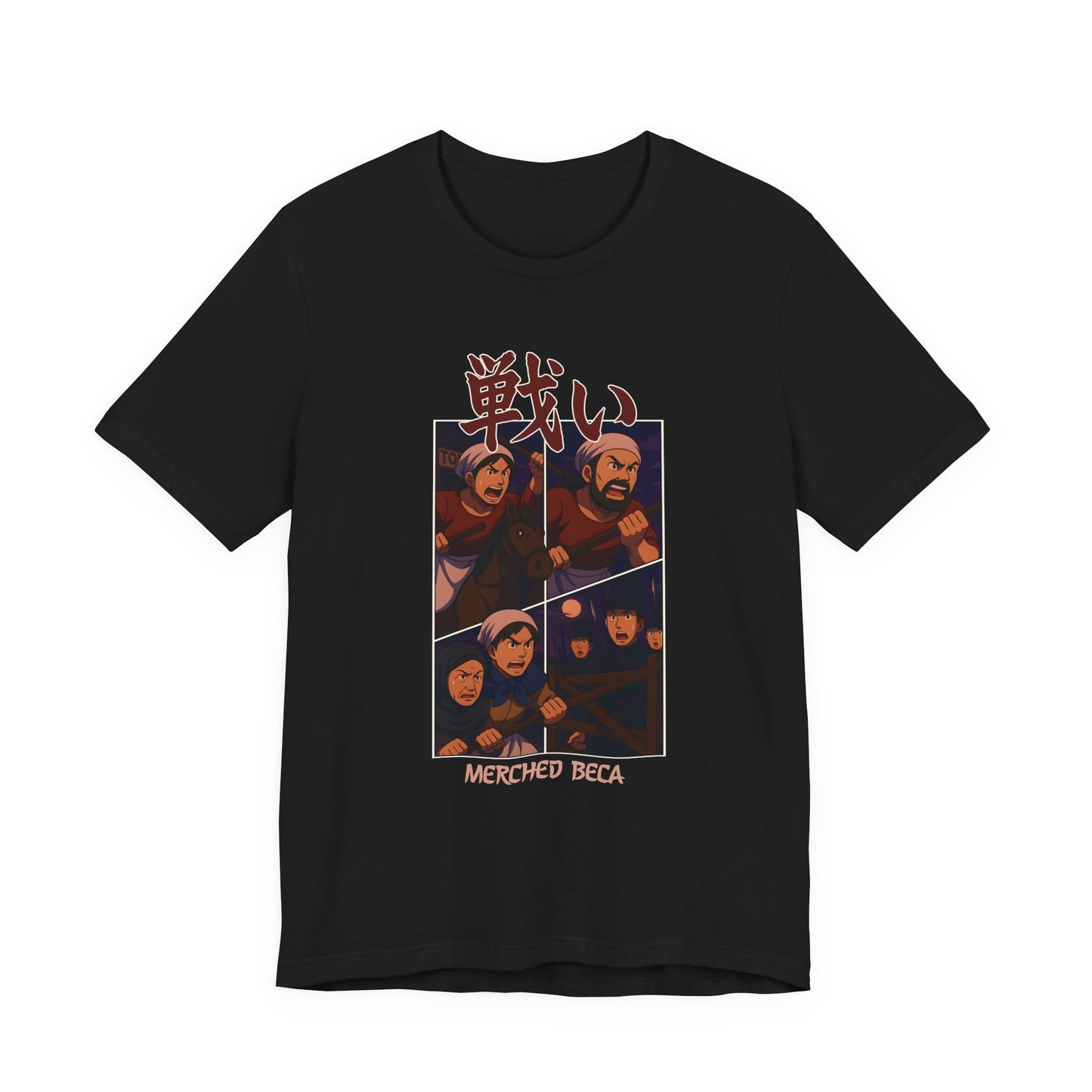Merched Beca (Rebecca Riots) Anime Battle Unisex T‑Shirt – '戦い'