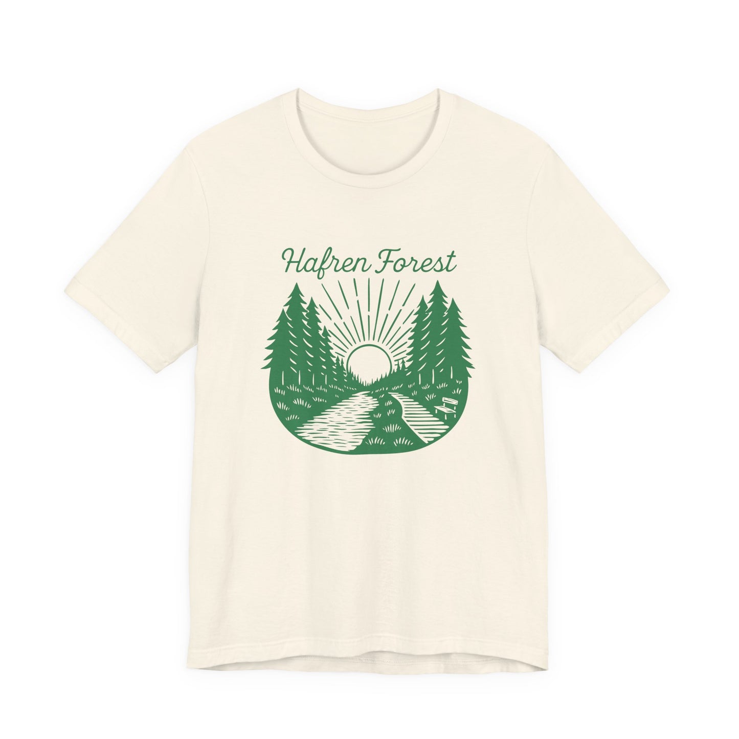 Hafren Forest T-Shirt (Unisex) — Vintage Forest Sunrise Double Sided Tee