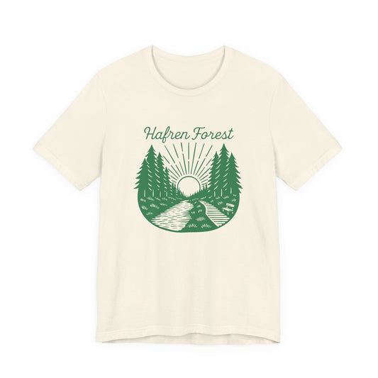 Hafren Forest T-Shirt (Unisex) - Vintage Forest Sunrise Double Sided Tee