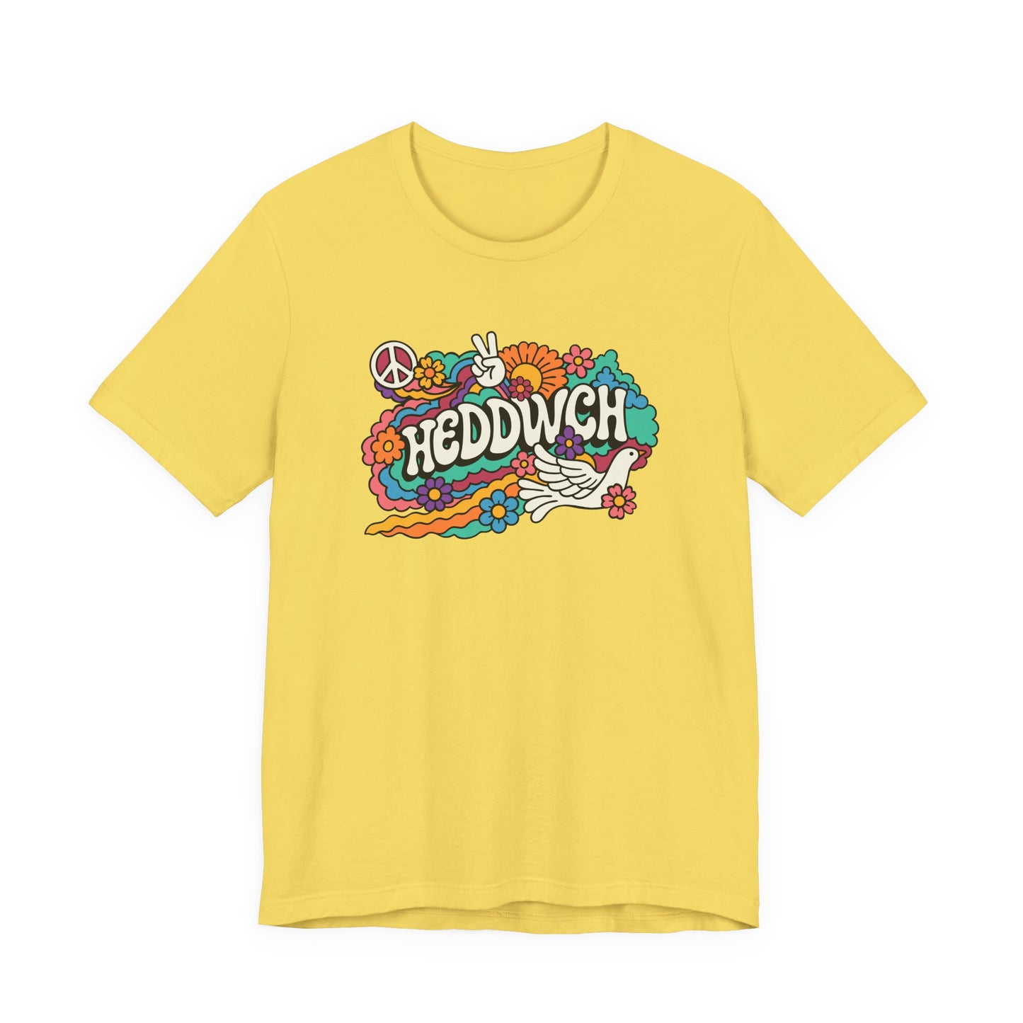 "Heddwch" Peace Sign Retro Floral T-Shirt