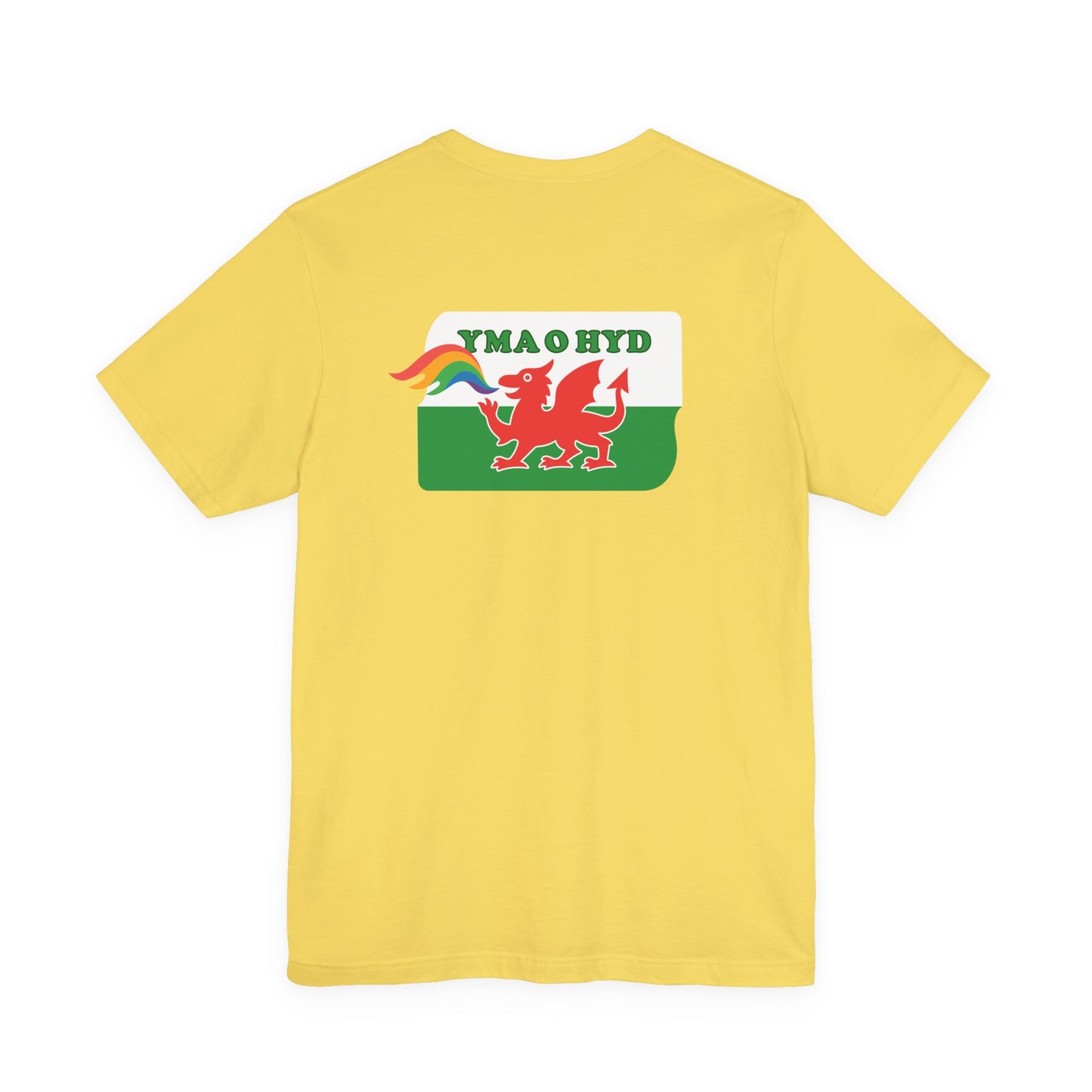 Welsh Dragon Rainbow Tee (Unisex) — Yma o Hyd Graphic T-Shirt (Double sided)
