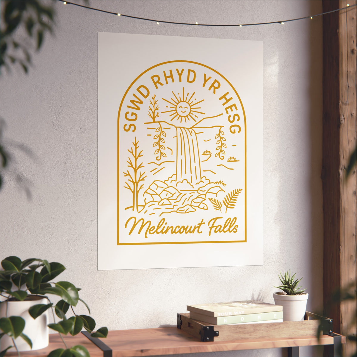 Melincourt Falls Fine Art Poster - Welsh Waterfall Illustration - 'Sgwd Rhyd Yr Hesg'