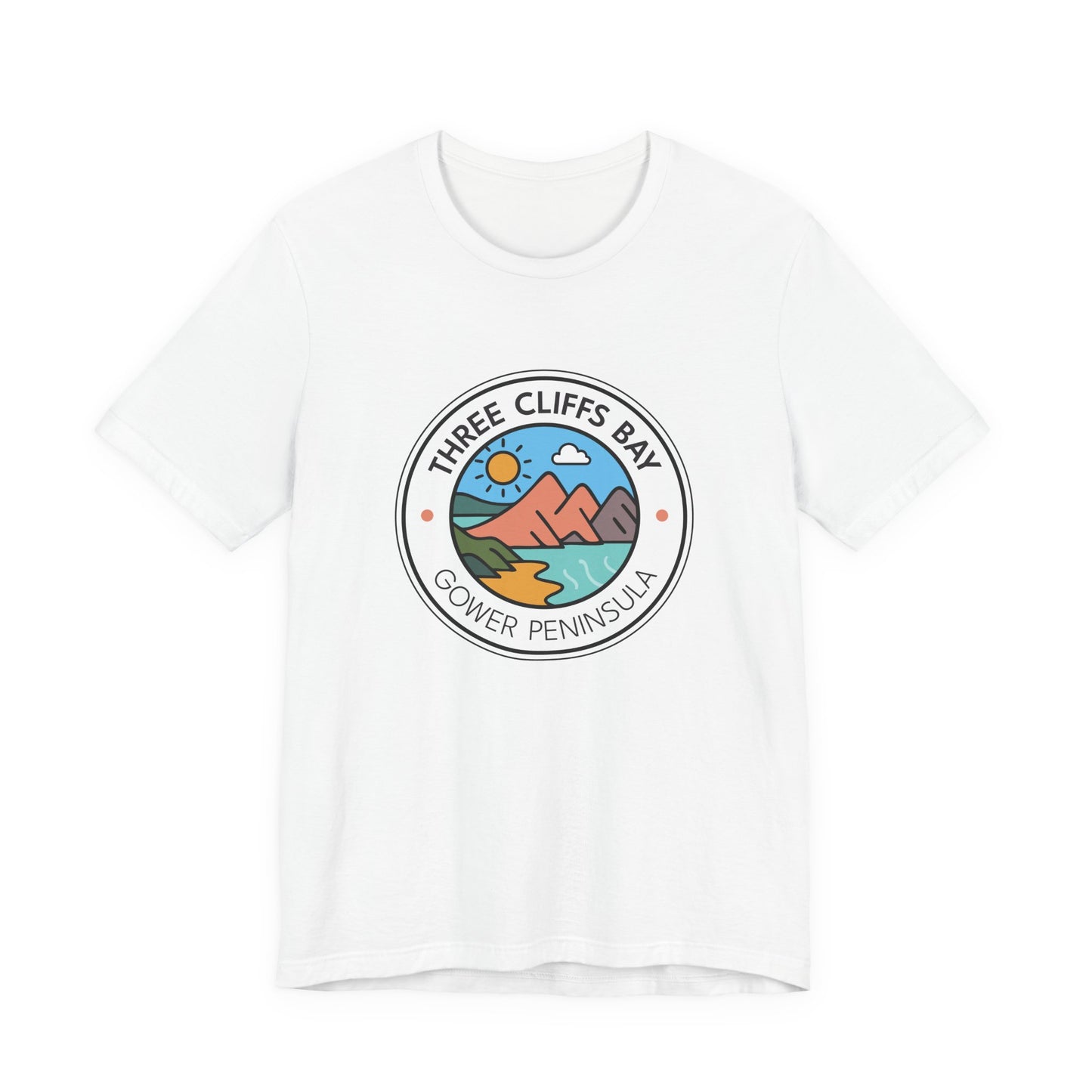 Three Cliffs Bay Graphic Tee (Unisex) — Gower Peninsula Coastal T-Shirt