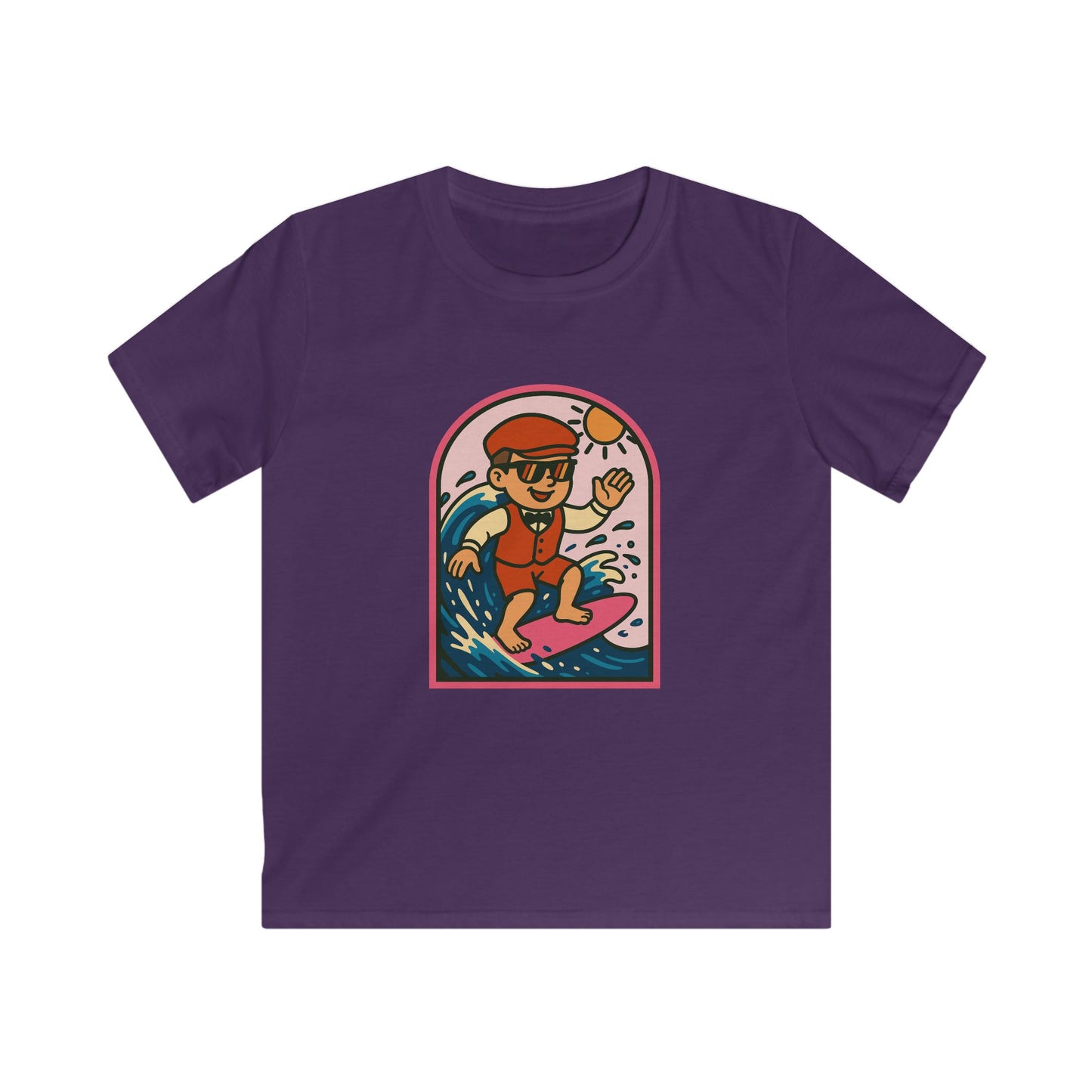 Kids Surfing T‑Shirt — Retro Welsh Costume Surfer Graphic Tee for Boys & Girls