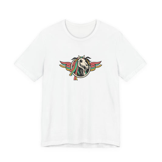 Mari Lwyd Unisex T-Shirt - Winged Horse Skull Graphic Tee