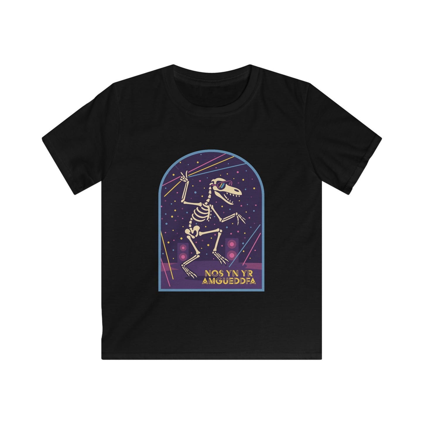 Night in the Museum Dancing Dinosaur Welsh Kids T-Shirt - Nos yn yr Amgueddfa