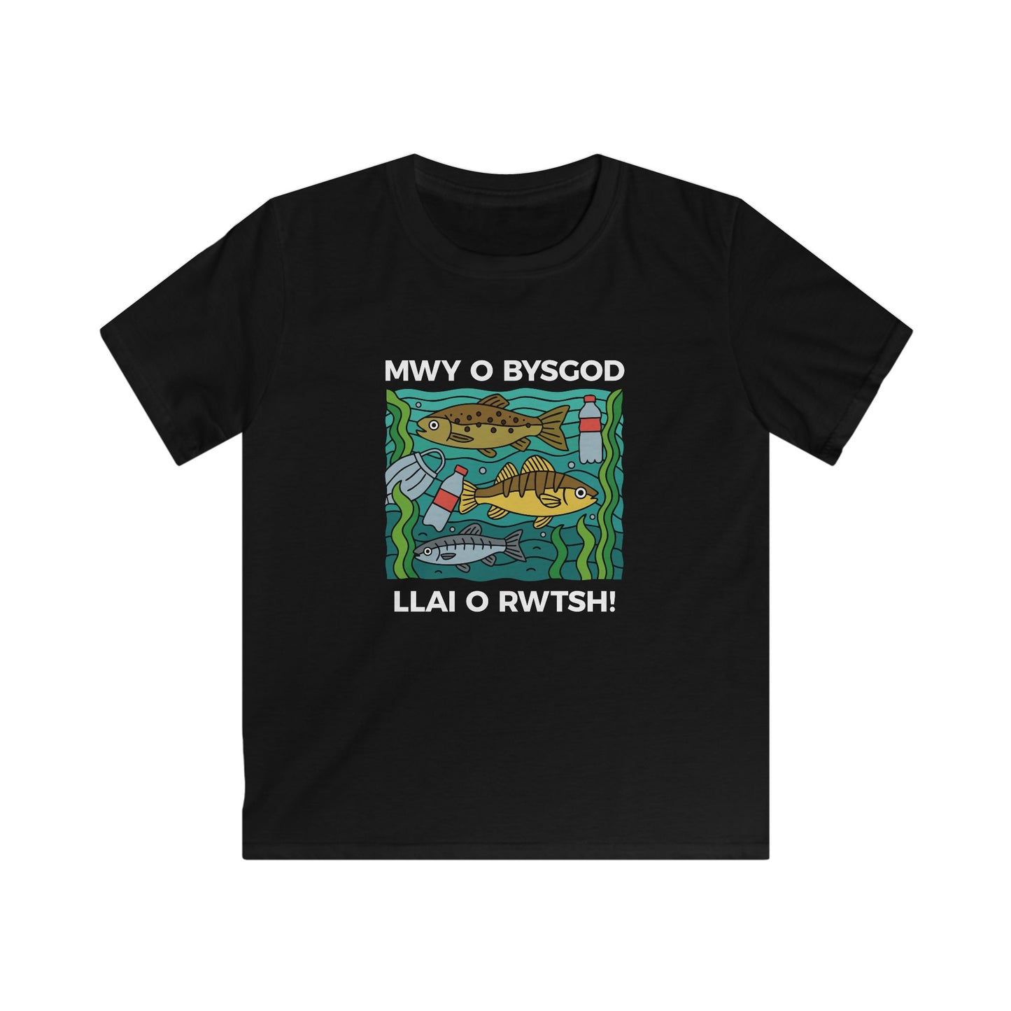Kids Environmental T-Shirt - "Mwy o Bysgod, Llai o Rwtsh!"