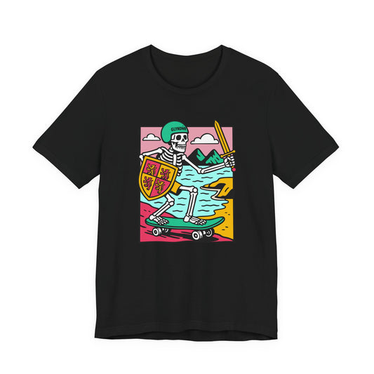 Skeleton Glyndŵr Retro Skateboard T-Shirt (Unisex)