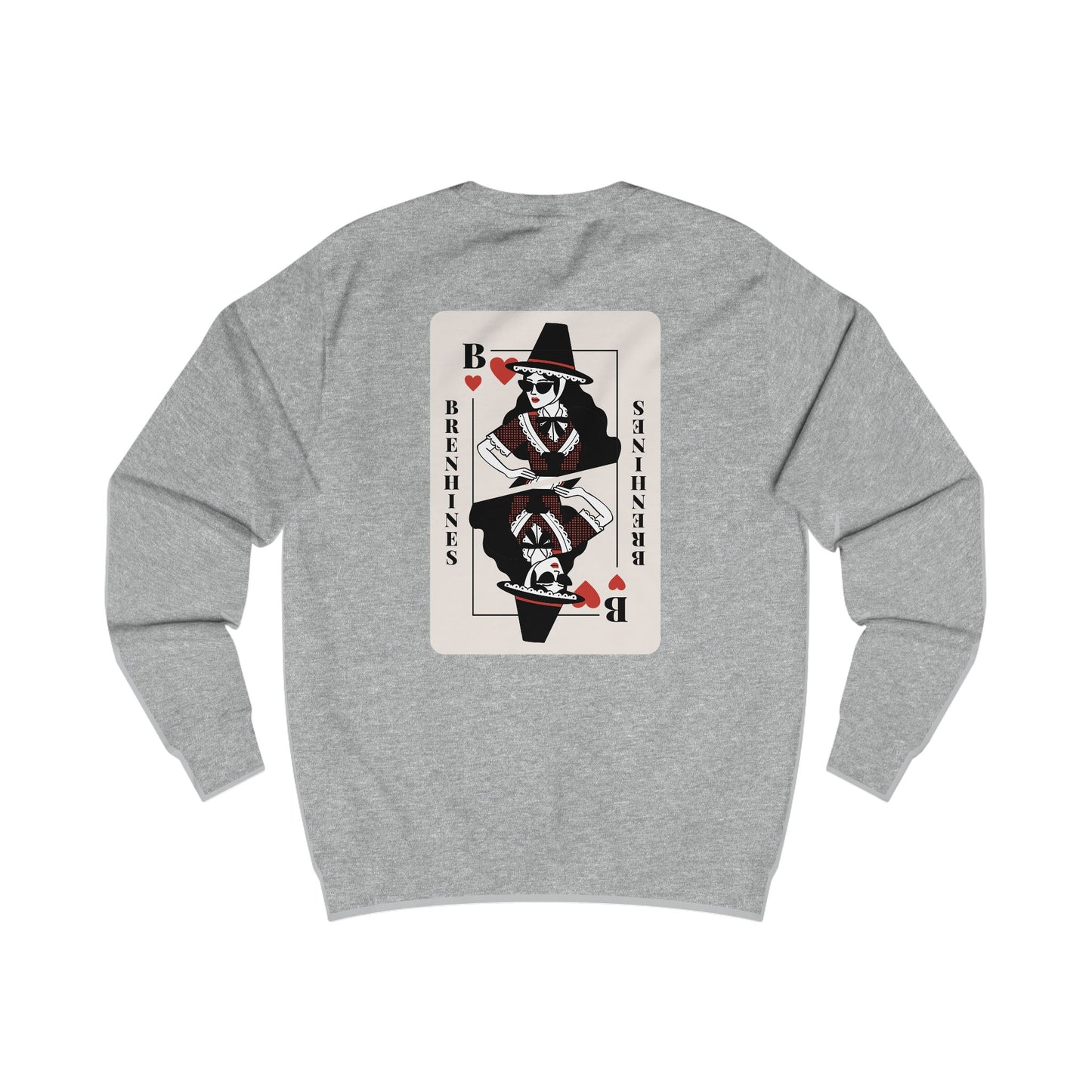 Welsh Queen of Hearts Playing Card Sweatshirt - Brenhines (Double Sided)