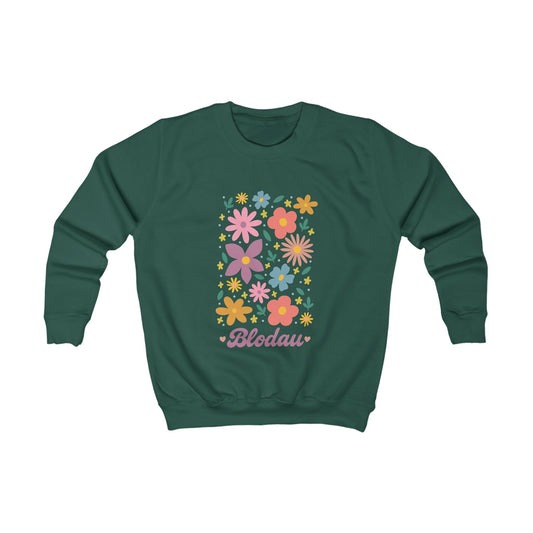 Kids 'Blodau' Jumper - Retro Floral Design