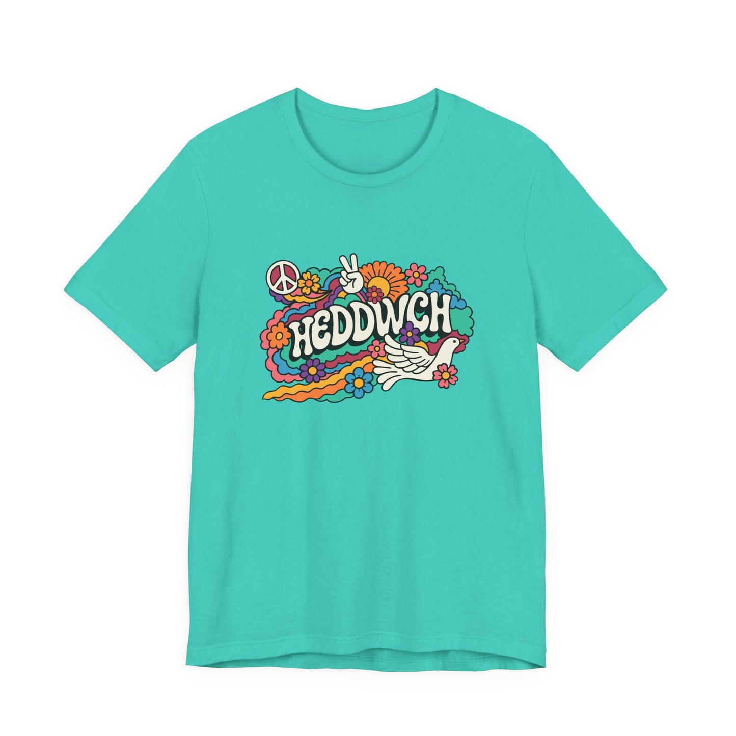 "Heddwch" Peace Sign Retro Floral T-Shirt