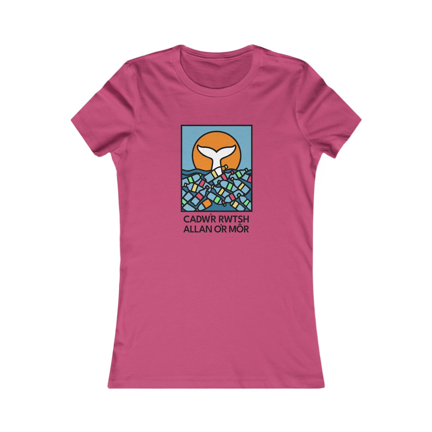 Women's Environmental Tee - 'Cadw'r Rwtsh Allan o'r Môr'