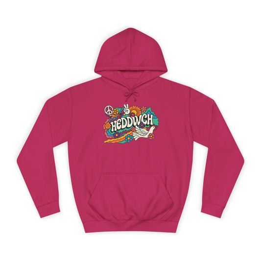 'Heddwch' Retro Unisex Hoodie - Peace Hooded Top