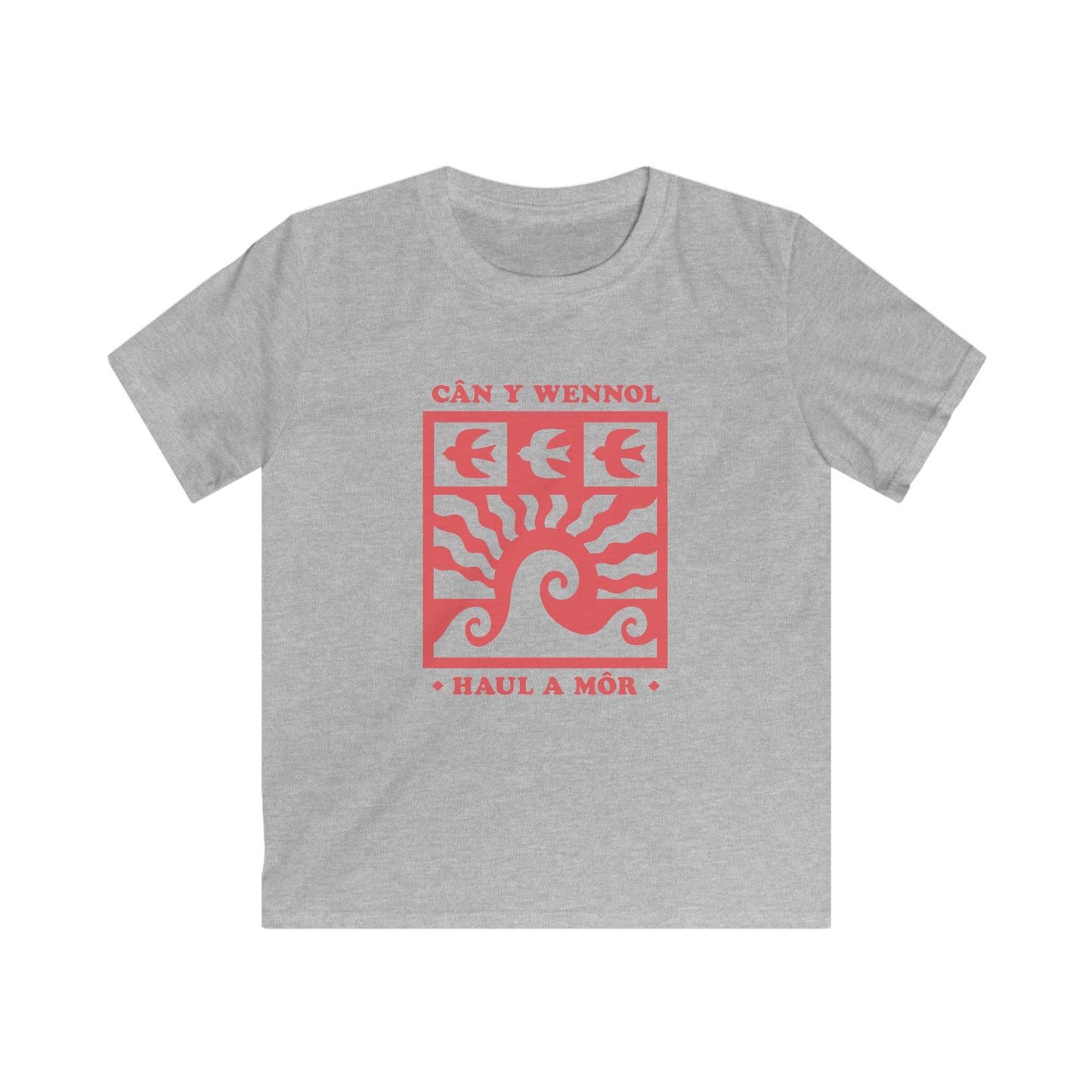 Kids Tee - "Cân y Wennol, Haul a Môr" Welsh Sun & Swallow Graphic