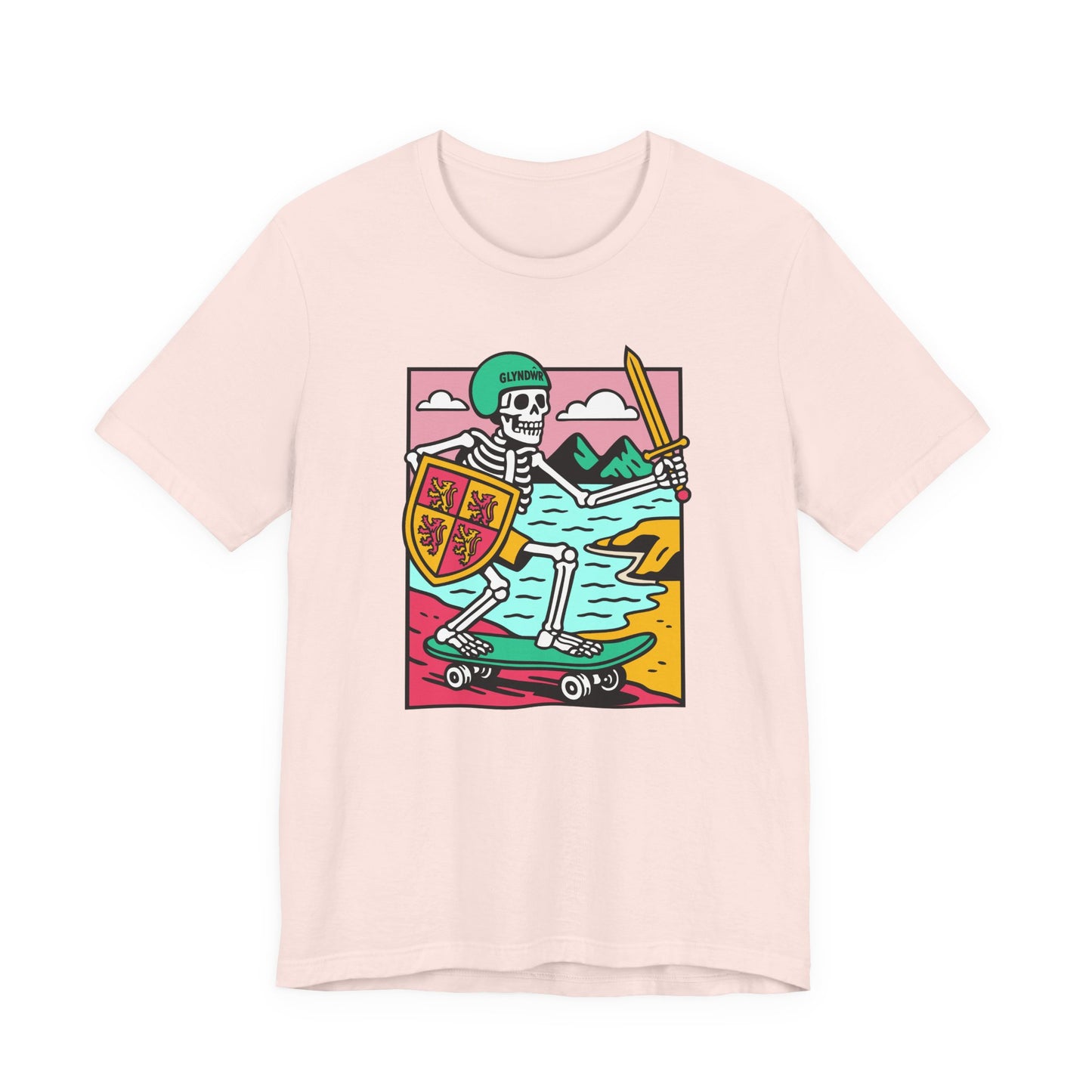 Skeleton Glyndŵr Retro Skateboard T-Shirt (Unisex)