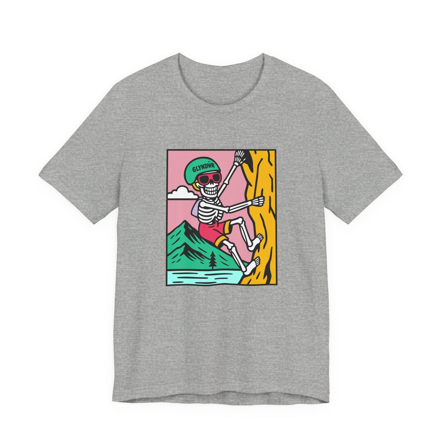 Skeleton Glyndŵr Climber T‑Shirt (Unisex) - Retro Mountain Rock Climbing Tee