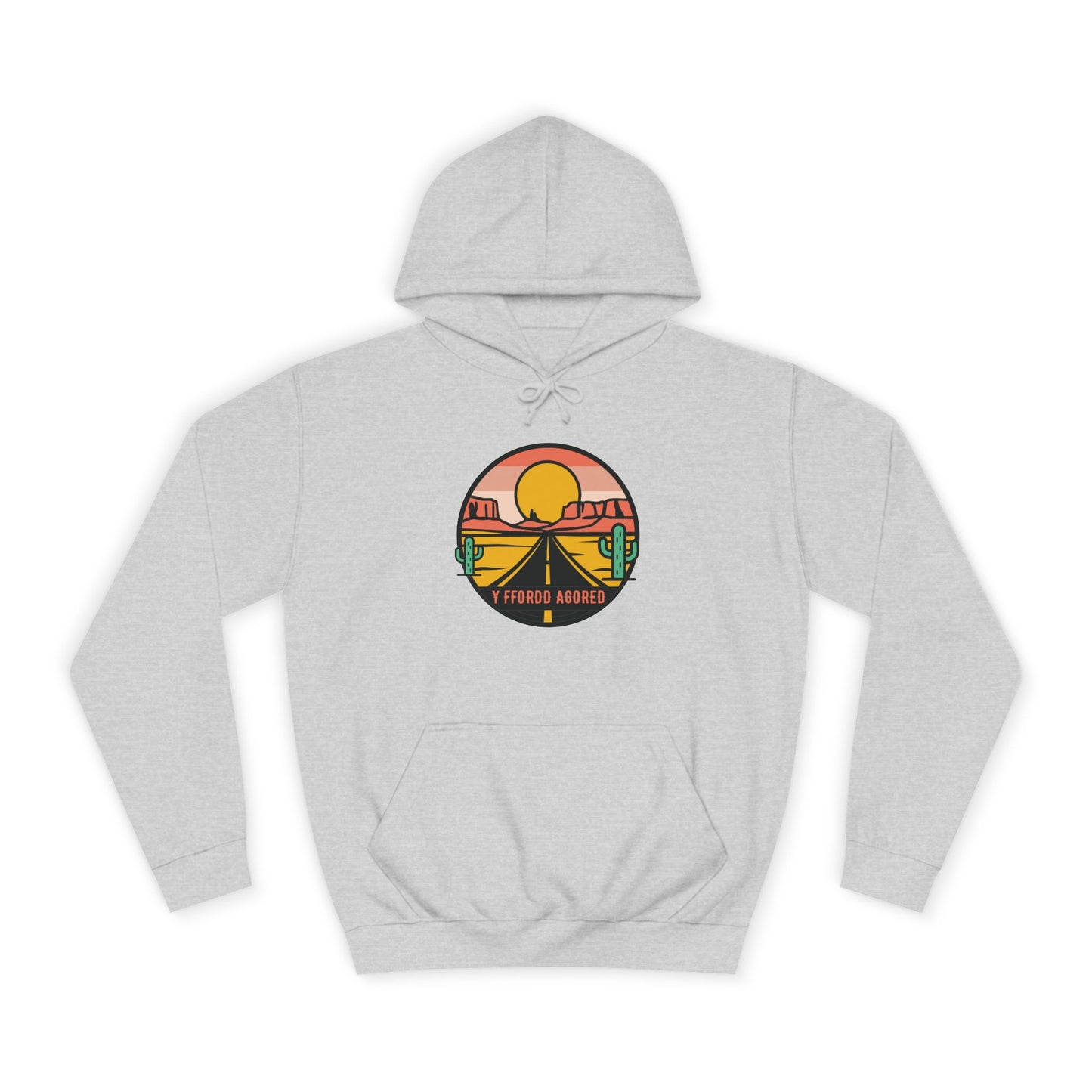 Retro Sunset Road Trip Unisex Hoodie - 'Y Ffordd Agored'