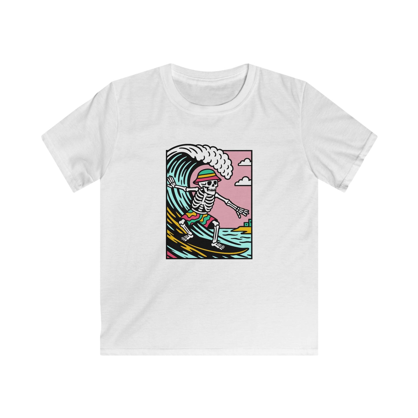 Kids Owain Glyndŵr Surfing Skeleton T-Shirt