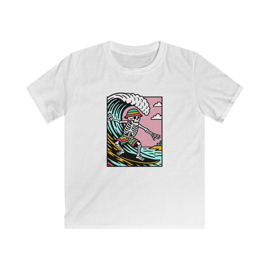 Kids Owain Glyndŵr Surfing Skeleton T-Shirt
