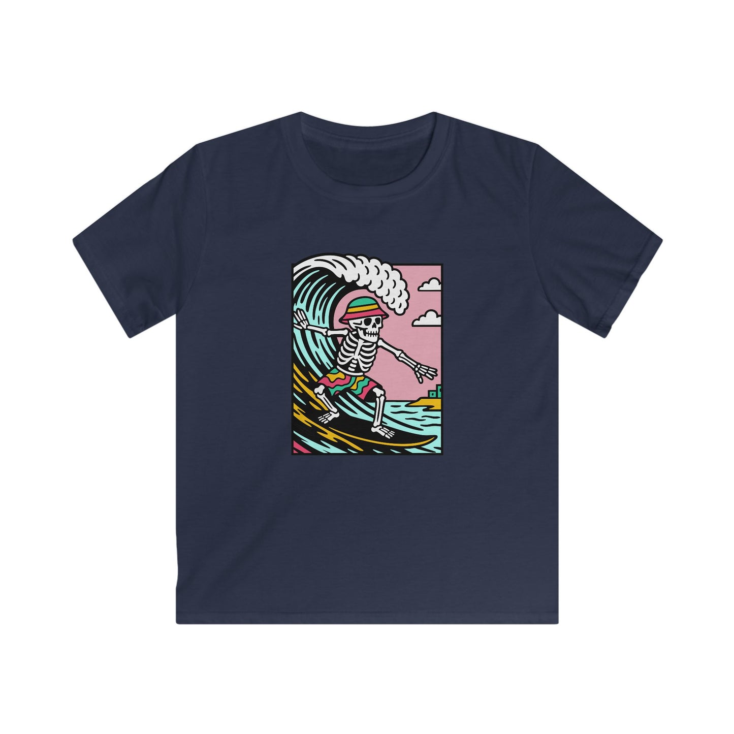 Kids Owain Glyndŵr Surfing Skeleton T-Shirt