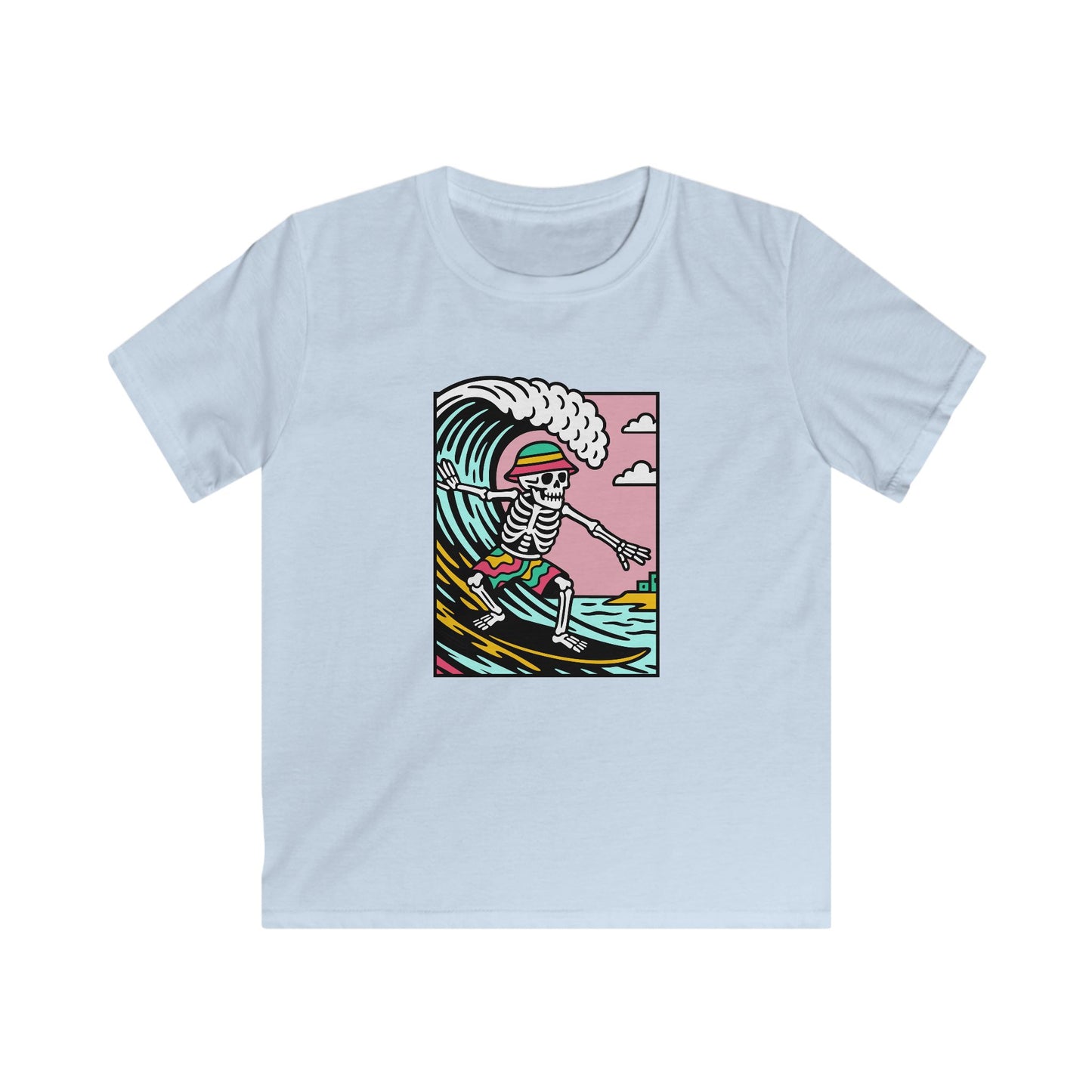 Kids Owain Glyndŵr Surfing Skeleton T-Shirt