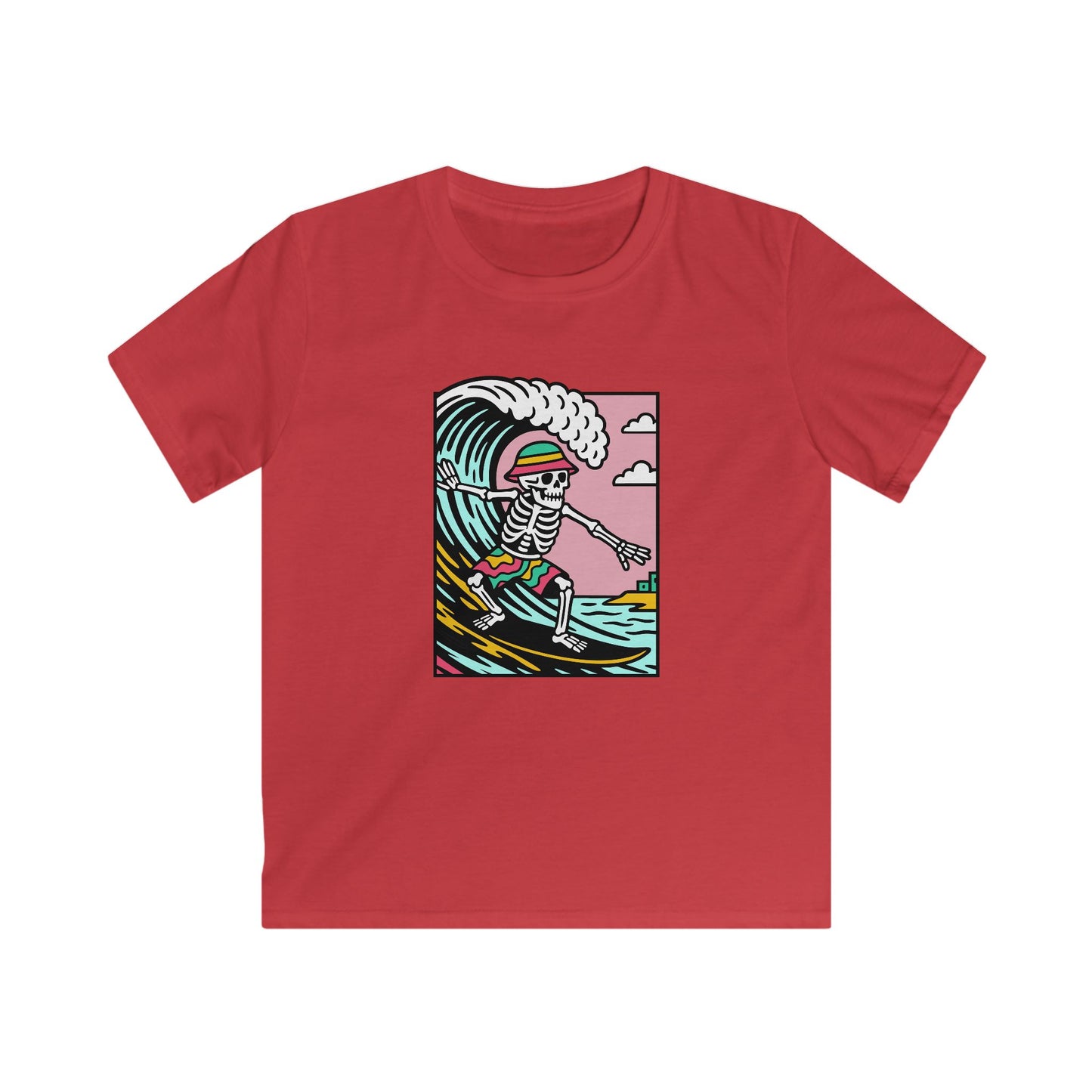 Kids Owain Glyndŵr Surfing Skeleton T-Shirt