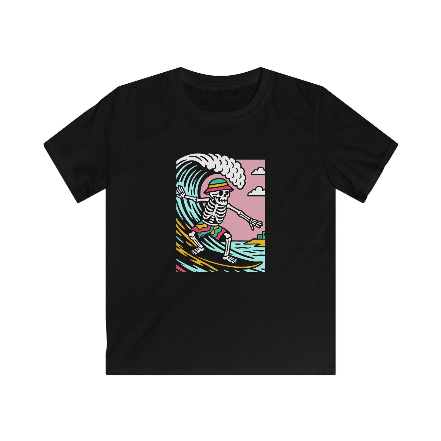 Kids Owain Glyndŵr Surfing Skeleton T-Shirt