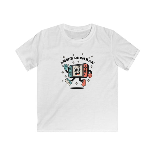 Kids Gaming Tee — 'Amser Chwarae' Welsh Retro Game Console Graphic