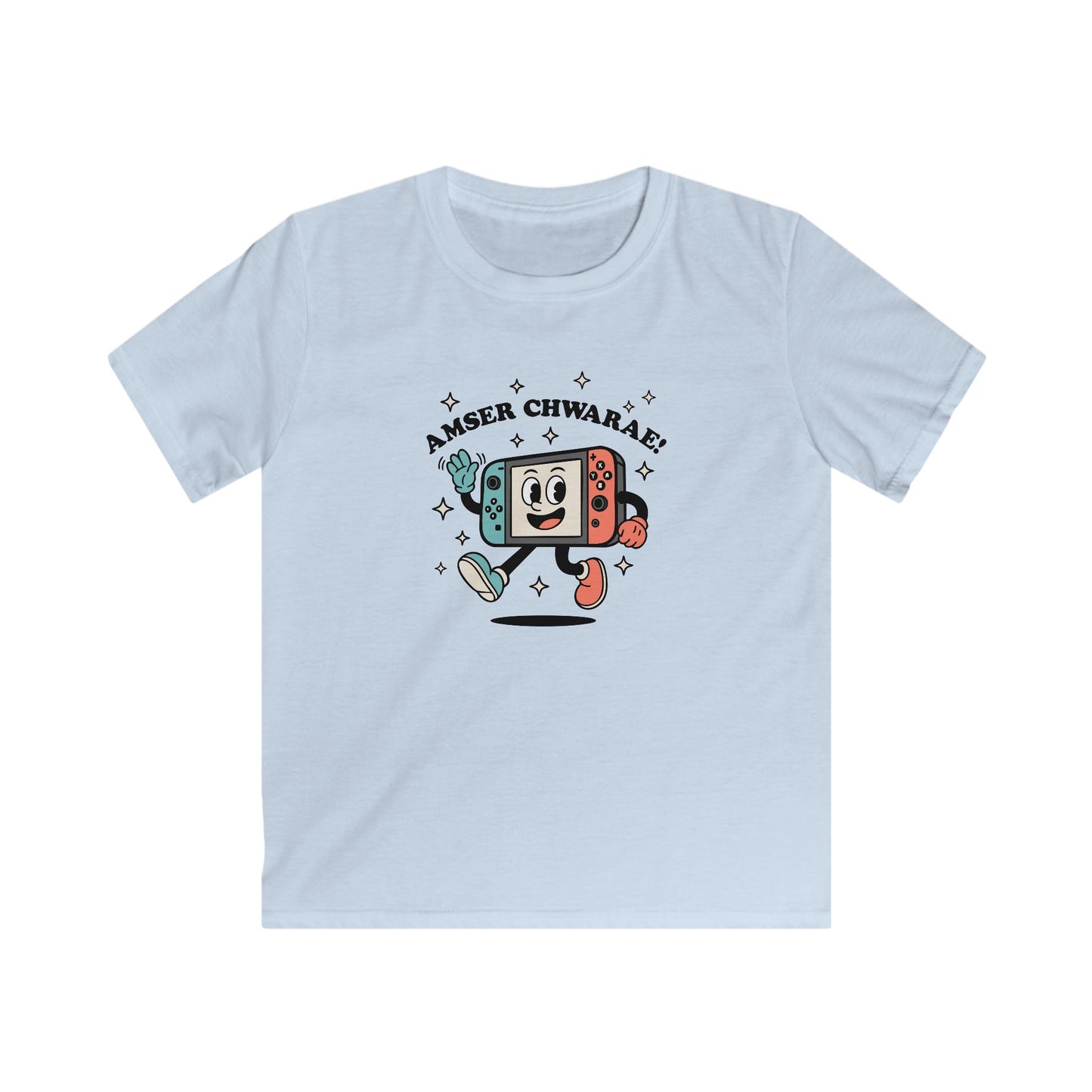 Kids Gaming Tee — 'Amser Chwarae' Welsh Retro Game Console Graphic