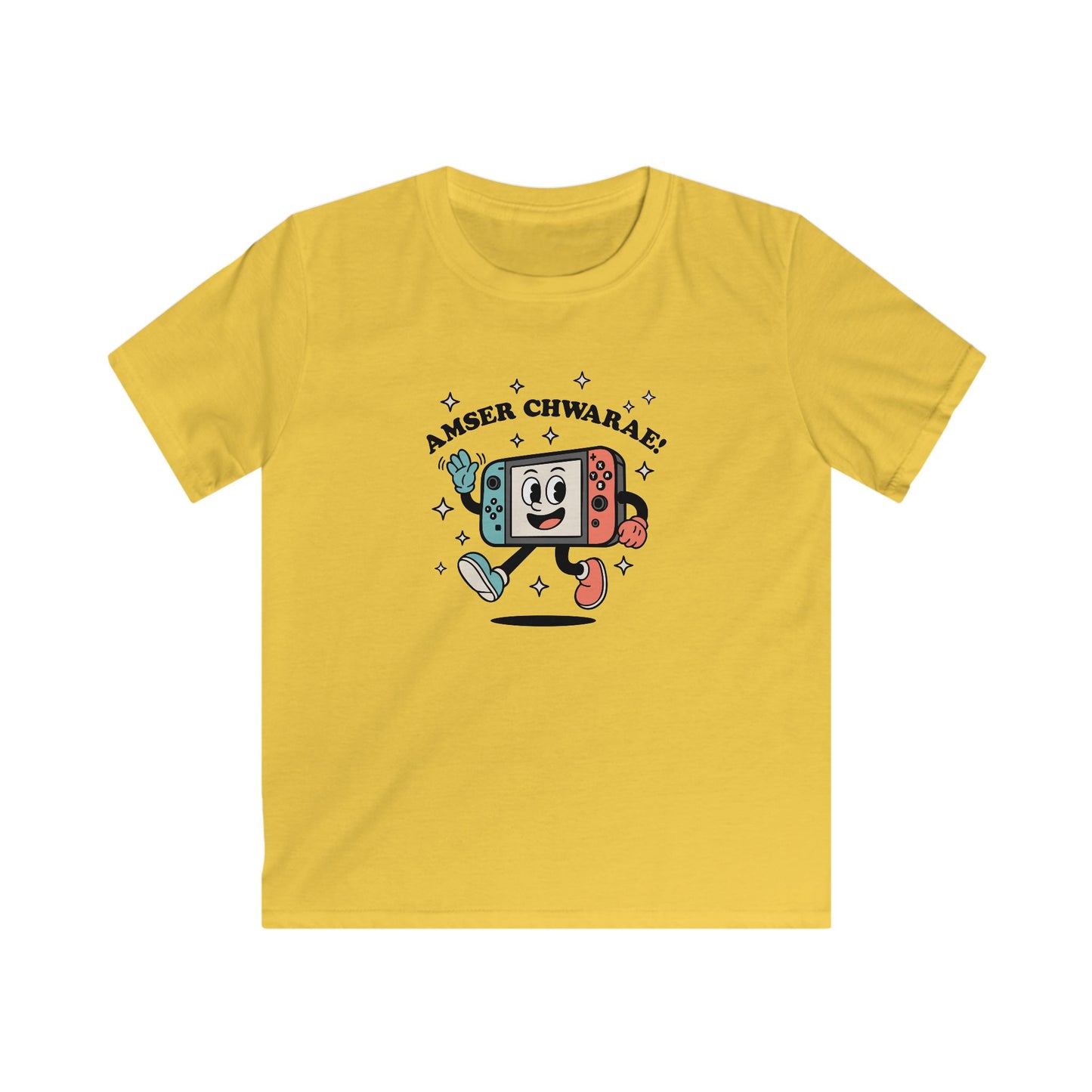 Kids Gaming Tee — 'Amser Chwarae' Welsh Retro Game Console Graphic
