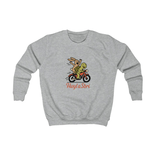Kids 'Hwyl a Sbri' Sweatshirt — Cute Tortoise & Hare