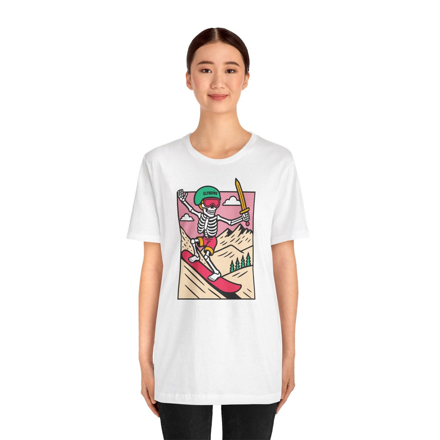 Skeleton Glyndŵr Retro Snowboarding Unisex Tee
